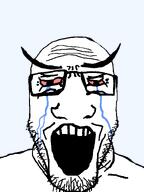 big_nose bloodshot_eyes crying deformed distorted glasses large_eyebrows large_nose open_mouth selfish_little_fuck soyjak stubble template transparent_background variant:markiplier_soyjak // 600x798 // 24.6KB