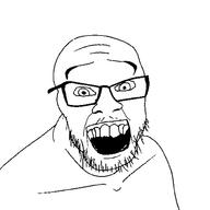 beard eyebrows glasses looking_at_you open_mouth smile stubble teeth teeth_showing template variant:feraljak white_background wholesome // 1500x1500 // 44.4KB