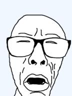 closed_eyes glasses open_mouth soyjak variant:unknown // 960x1280 // 107.0KB