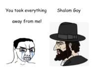 angry bloodshot_eyes clenched_teeth comic_sans crying glasses hair judaism nordic_chad soyjak text variant:chudjak // 903x695 // 204.6KB