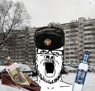 clothes glasses hat irl_background money mustache open_mouth russia soyjak stubble ushanka variant:a24_slowburn_soyjak vodka // 819x788 // 972.8KB