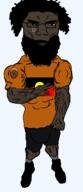 aboriginal australia black_skin buff clothes flag:aboriginal_australian soyjak subvariant:chudjak_front variant:chudjak // 549x1268 // 43.1KB