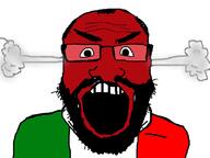 angry beard clothes country countrywar flag flag:italy glasses head_steam italy open_mouth red_skin soyjak subvariant:science_lover variant:markiplier_soyjak // 800x600 // 131.6KB