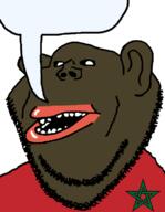 brown_skin clothes country countrywar ear flag morocco open_mouth soyjak speech_bubble speech_bubble_empty stubble variant:impish_soyak_ears // 598x771 // 34.5KB