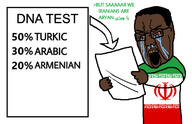 angry arabic_text arm bloodshot_eyes brown_skin clothes crying dna dna_test esl flag:iran glasses hair holding_object iran larp mutt open_mouth or_something paper saar shitskin soyjak text trend:aryan variant:chudjak // 1125x724 // 147.2KB