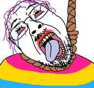 ack crying glasses pansexual purple_hair rope stubble yellow_teeth // 768x719 // 73.0KB