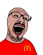 amerimutt black_sclera brown_skin clothes dean ear lips mcdonalds meta:op_took_a_selfie_of_xerself mutt open_mouth red_shirt soyjak stubble template united_states variant:bottlejak // 702x892 // 38.5KB