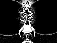 art artist:wauwboer astronaut black_and_white chud closed_eyes clothes coinslot drawfag drawing explosion lips meta:soytober meta:soytober2024 nikocado_avocado open_mouth planet space variant:chudjak // 1890x1417 // 902.3KB