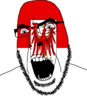 Brandenburg angry eagle flag flag:brandenburg full_head germany glasses hair looking_to_the_right open_mouth soyjak stubble teeth variant:cobson // 721x789 // 84.3KB