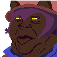 brown_skin cat_ear clothes hair hat jimbo_(namefag) jimbo_(user) jimbrap lips meta:namefags niko_(oneshot) oneshot pixel_art series:jimbo_emotes variant:alicia yellow_sclera yellow_teeth // 97x97 // 1.5KB