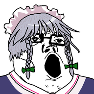 anime bowtie clothes female glasses hat izayoi_sakuya maid open_mouth soyjak touhou variant:tony_soprano_soyjak video_game // 650x700 // 20.0KB