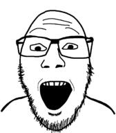 glasses open_mouth soyjak stubble variant:punk_revolution_soyjak // 660x756 // 30.1KB