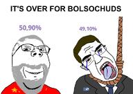 2soyjaks beard bloodshot_eyes brazil chud clothes crying ear election glasses grey_hair hair hanging jair_bolsonaro lula_da_silva necktie open_mouth politics rope soyjak subvariant:patrick suicide suit tongue variant:chudjak variant:gapejak // 1126x800 // 57.4KB