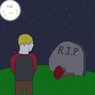 back background crying dead death glasses grass grave its_over moon mourning nate night rip sad stars stubble template text that_one_fucking_picture_of_nate_being_a_smug_little_bastard tombstone variant:impish_soyak_ears variant:soyak yellow_hair // 1600x1600 // 85.6KB
