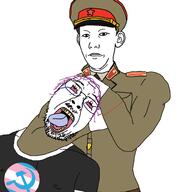 2soyjaks arm badge bloodshot_eyes choke_hold clothes collar_tabs communism crying ear epaulettes flag frown glasses hammer_and_sickle hand hat headlock kgb kuz military_cap military_uniform mustache open_mouth soviet_army_uniform soyjak star stubble tongue tranny uniform variant:bernd variant:carterjak variant:kuzjak yellow_teeth // 2000x2000 // 467.4KB