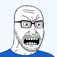 angry glasses open_mouth soyjak stubble variant:stantonson // 1024x1024 // 272.1KB