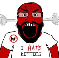 angry animal balding beard cat clothes fume glasses i_hate open_mouth red_skin soyjak subvariant:science_lover text tshirt variant:markiplier_soyjak // 800x789 // 211.1KB