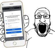 arm cookie_consent glasses hand holding_object holding_phone iphone open_mouth phone screenshot soyjak stubble subvariant:phoneplier subvariant:phoneplier_vertical variant:markiplier_soyjak // 2160x1884 // 1.2MB