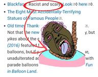 2016 ack arrow blackface brown_skin brown_troonjak distorted flag flag:transgender_pride_flag glasses nightmare_fuel open_mouth purple_hair racism red_circle rope soyjak stubble text tranny tv_tropes variant:bernd // 632x500 // 164.7KB