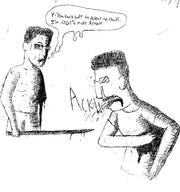 2soyjaks anime beta_male blood clothes dismembered drawing ear glasses gore hair nazism open_mouth redraw swastika sword text tshirt variant:chudjak // 2948x3152 // 1.7MB