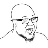 alsuus glasses open_mouth soyjak stubble template variant:terfjak // 400x400 // 4.2KB