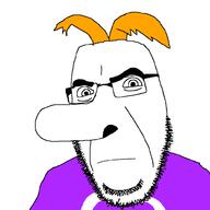 closed_mouth glasses hair large_nose looking_at_you orange_hair rayman soyjak stubble variant:cobson video_game // 1000x1000 // 37.5KB