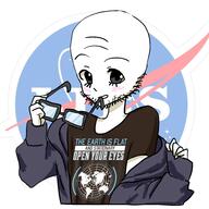 arm art blush chibi clothes drawing flat_earth glasses hand jacket nasa redraw soiboi soyjak stubble tshirt variant:soyak // 2964x2964 // 2.3MB
