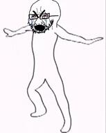 angry animated bloodshot_eyes crying dance ext=gif glasses keyframe loop meme rotoscoped stubble traced variant:cryboy_soyjak variant:soyak you_are_an_idiot // 400x503 // 550.3KB