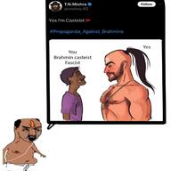 brahmin brown_skin casteist crying gynaecomastia pajeet speech_bubble twitter variant:chudjak x xitter // 1280x1280 // 103.1KB