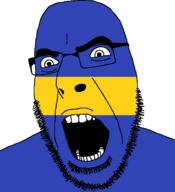 country flag flag:silesia full_head glasses hair looking_to_the_right open_mouth poland silesia soyjak stubble teeth text variant:cobson voivodeship // 721x789 // 19.4KB