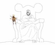 angry bug chair full_body glasses god halo soyjak stubble throne toga variant:gapejak // 2908x2362 // 133.0KB