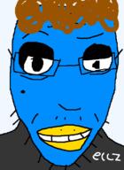 beak black_shirt blue_skin brown_hair closed_mouth eye_sockets eyebrows glasses mole smug soyjak stubble template twitter variant:poopy x zoomer_hair // 511x703 // 26.0KB