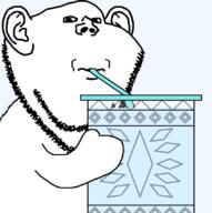 arm artist:crimsonvoidhydra1488 beard bottle diamond_(shape) drink drinking drinking_straw ear hand holding_object stubble subvariant:impdrink teal transparent transparent_background variant:impish_soyak_ears water // 845x850 // 52.7KB