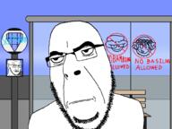 2soyjaks bambi_(moldygh) basil_(omori) beard bench chair closed_mouth clothes concerned dave_and_bambi flower flower_crown gem glass glasses hair hat irritated neutral omori open_mouth plant sign smile soyjak soytown subvariant:soyak_(concerned) text variant:cobson variant:soyak // 1024x768 // 102.6KB