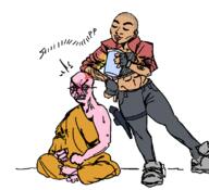 abs african_american anger_mark angry asian bald blasian bloodshot_eyes buddhism clenched_fist clenched_fists clenched_teeth clothes crying drink drinking drinking_straw female_(allegedly) fingerless_glove firearm full_body glasses glove ground gun holster intergalactic_the_heretic_prophet jacket jordan_a_mun judaism monk mutt naughty_dog pink_skin playstation redraw shazam shoe sip sony soyjak tank_top text variant:chudjak video_game weapon yellow_skin // 787x719 // 35.6KB