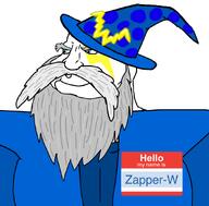 beard blue_shirt clothes electricity gray_hair hat hello_my_name_is_(sticker) lightning mustache old series:keep_raging_on_them smile subvariant:mexiaryan variant:meximutt wizzard zapper-w(namefag) // 886x872 // 211.1KB