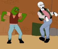 80s 90s animated closed_mouth dance edit ext=gif frog glasses new_kids_on_the_block open_mouth pepe smile smug soyjak stubble variant:soyak // 978x827 // 733.6KB