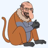 animal big_nose ear full_body fur glasses hair jewish_nose monkey proboscis_monkey rubbing_hands series:animaljaks sitting smile soyjak stubble tail variant:soyak // 1600x1600 // 153.8KB