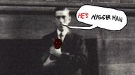 black_skin ear glasses h_p_lovecraft nigger open_mouth soyjak speech_bubble stubble text variant:shirtjak // 1178x663 // 258.5KB