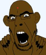 bindi brown_skin flustered glasses hand india indian nigger open_mouth painted_nails pajeet shitskin streetshitter variant:cobson // 723x861 // 30.9KB