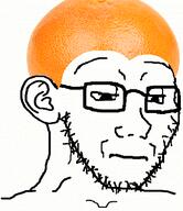 closed_mouth clothes ear food foodjak fruit glasses hat orange_(fruit) sad soyjak stubble variant:soyak // 324x375 // 183.9KB