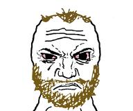 angry beard closed_mouth coomer front_facing hair mustache punisher_face red_eyes variant:soyak // 1024x852 // 152.8KB