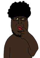 afro black_skin glasses hair nigger nuvariant red_lips stubble thinking variant:monkeythinker yellow_sclera // 700x1000 // 14.9KB