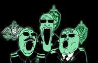 3soyjaks clothes fsb glasses glownigger kgb medal mustache necktie okhrannoye_otdeleniye open_mouth russia soviet_union soyjak soyjak_trio stretched_mouth suit sunglasses teeth uniform variant:gapejak variant:markiplier_soyjak variant:tony_soprano_soyjak // 3840x2456 // 2.0MB