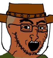 australia australian brown_skin clothes glasses hat open_mouth soyjak stubble variant:soyak // 297x320 // 55.1KB