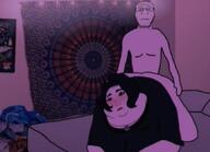 bbw bed closed_mouth doomer_girl fat femjak glasses hair mandala meta:pornographic_content meta:tagme neutral obese sex stubble subvariant:neutralplier tapestry variant:markiplier_soyjak variant:wojak wojak // 1241x900 // 711.5KB
