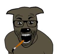 animal animated arm beard brown_skin brush ear gimp gimp_(photo_manipulation_program) glasses open_mouth snout soyjak stubble variant:el_perro_rabioso // 427x400 // 32.0KB