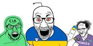 3soyjaks antenna badge black_lives_matter central_intelligence_agency clothes country ear flag flag:progress_pride_flag flag:ukraine glasses glowing hair lgbt middle_finger mustache open_mouth painted_nails progress_pride_flag reddit russo_ukrainian_war smile soyjak stubble syringe text thunderf00t trend:glowie tshirt ukraine vaccine variant:el_perro_rabioso variant:feraljak variant:thunderf00t // 1024x507 // 64.4KB