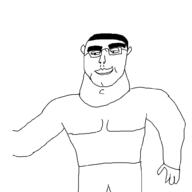 arm closed_mouth clothes ear glasses hair hand oekaki smile smug soyjak variant:chudjak // 1000x1000 // 44.7KB