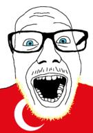 blond blue_eyes flag:turkiye glasses mustache open_mouth soyjak stubble turkiye variant:punkjak white_skin yellow_beard // 918x1306 // 100.3KB